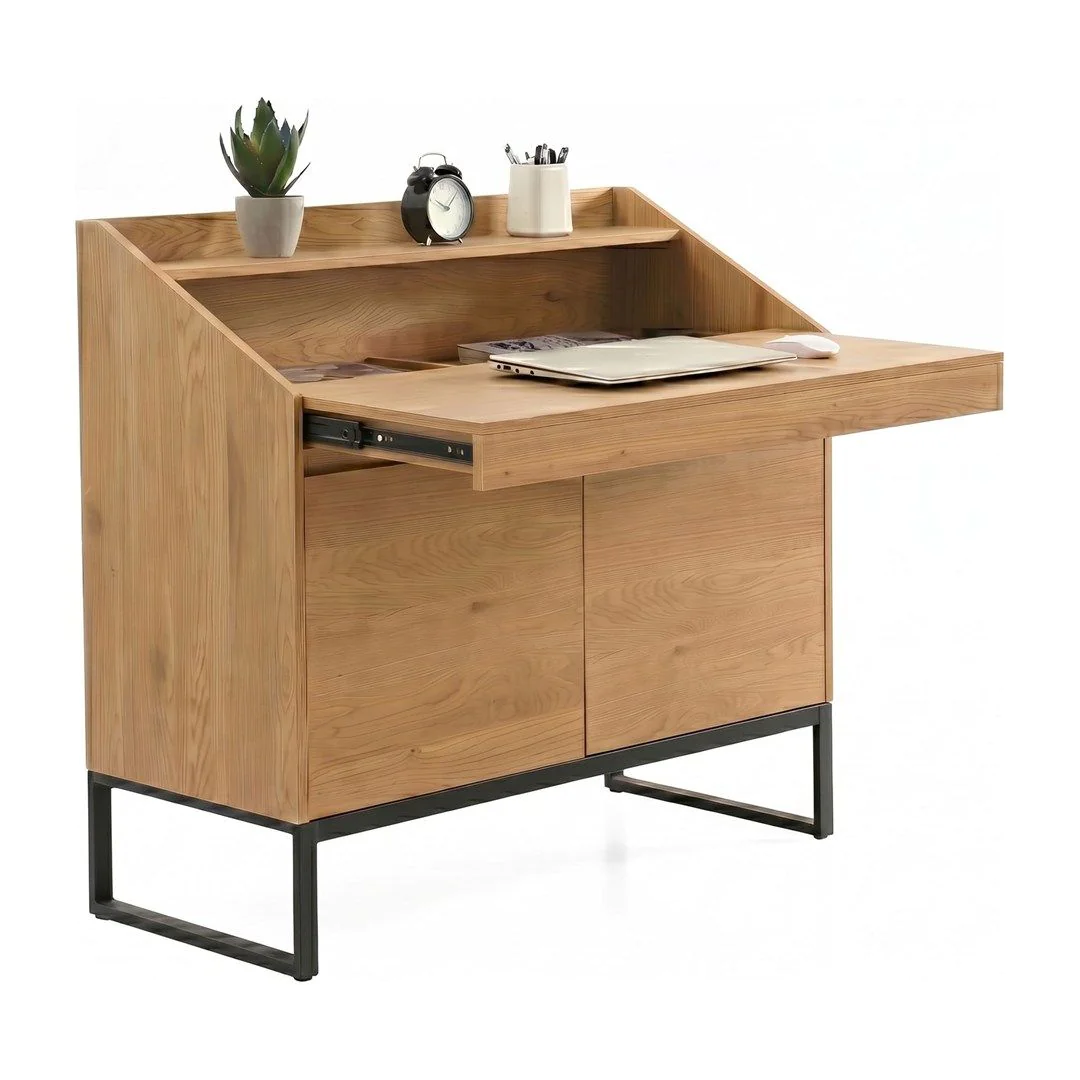 Sekretär MDF 100 cm ausziehbar mit Stauraum - Eiche-Dekor von Wohnling - Produktbild 1 von 6